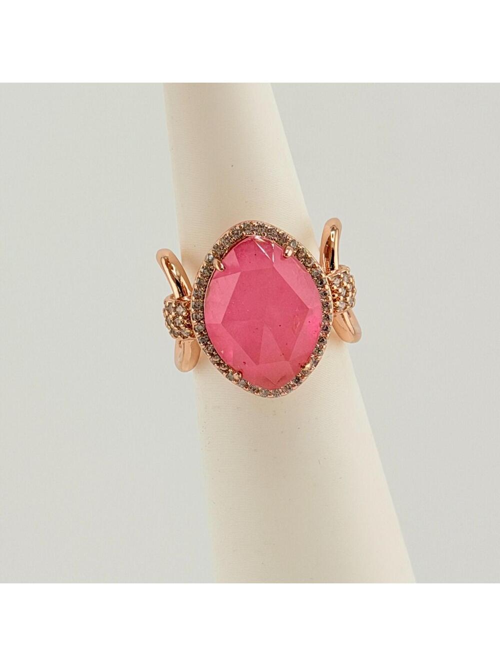 Bomb Party Resort Wear Ring Sz 9 "Waterstar Glam"  Pink Topaz on Rose Gold